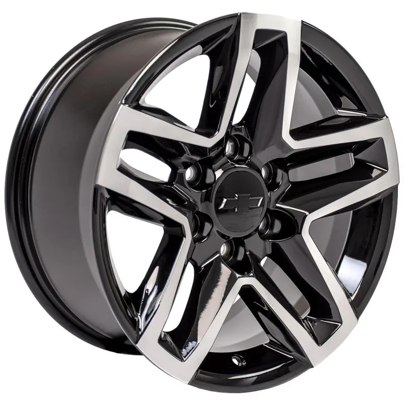18" Replica Wheel Fits Gmc Yukon Sierra Denali | Chevy Silverado Tahoe Suburban | Cadillac Escalade Rim | 1500 Trail Boss - Cv34 Black Machined 18X8.5 1