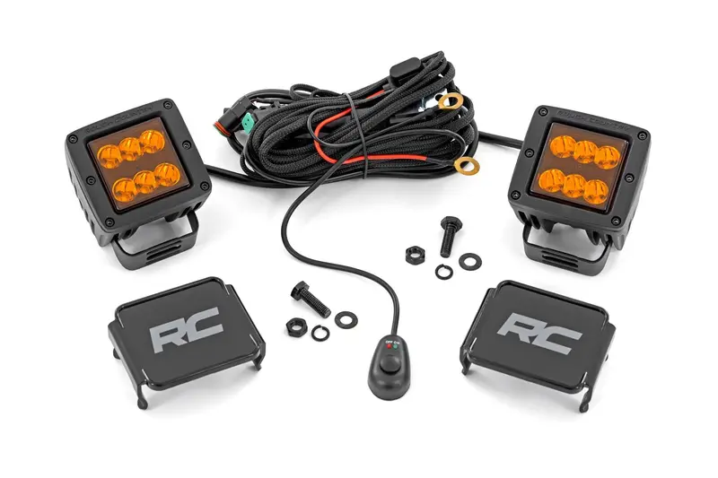 2 Inch Led Light Pods | Spot Beam | Amber Lens | Square 1