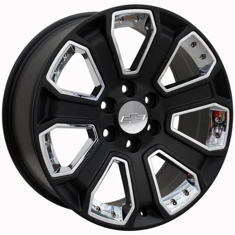 20" Replica Wheel Fits Gmc Yukon Sierra Denali | Chevy Silverado Tahoe Suburban | Cadillac Escalade Rim - Cv93 Chrome Insert Satin Black 20X8.5 1