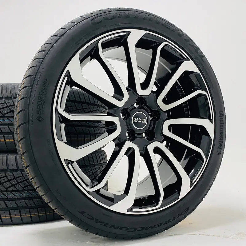 22" Machined Black Autobiography Wheel Rims Tires | Fits Factory Original Range Rover Sport Full Autobiography Lr4 Lr3 Hse | Land Rover Style 7007 Lr039141 Lr052963 Lr072343 Holladner 72294 1