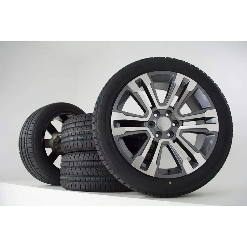 22" Machined Gun Metal | Fits Gmc Sierra Yukon Base Denali Xl | Chevy Silverado Tahoe Sububan | Cadillac Escalade | Midnight Silver 1