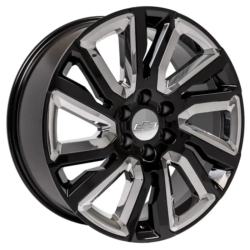 22" Replica Wheel Fits Gmc Yukon Sierra Denali | Chevy Silverado Tahoe Suburban | Cadillac Escalade Rim 1500 - Cv39 Black With Chrome Insert 22X9 1
