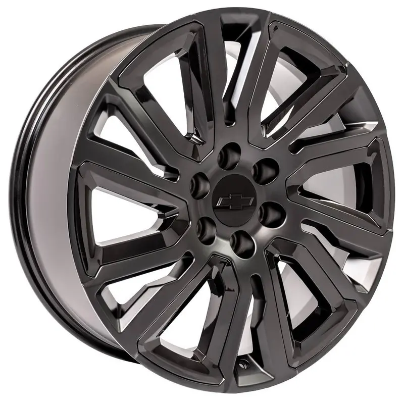 22" Replica Wheel Fits Gmc Yukon Sierra Denali | Chevy Silverado Tahoe Suburban | Cadillac Escalade Rim - Cv39 Satin Black With Gloss Black Insert 22X9 1