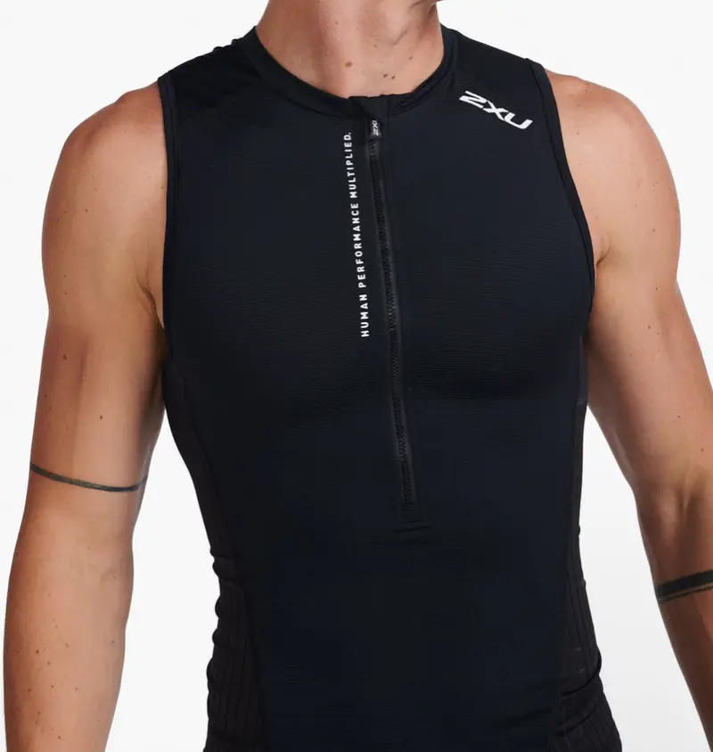 2Xu Men's Aero Tri Singlet - Black/White 1