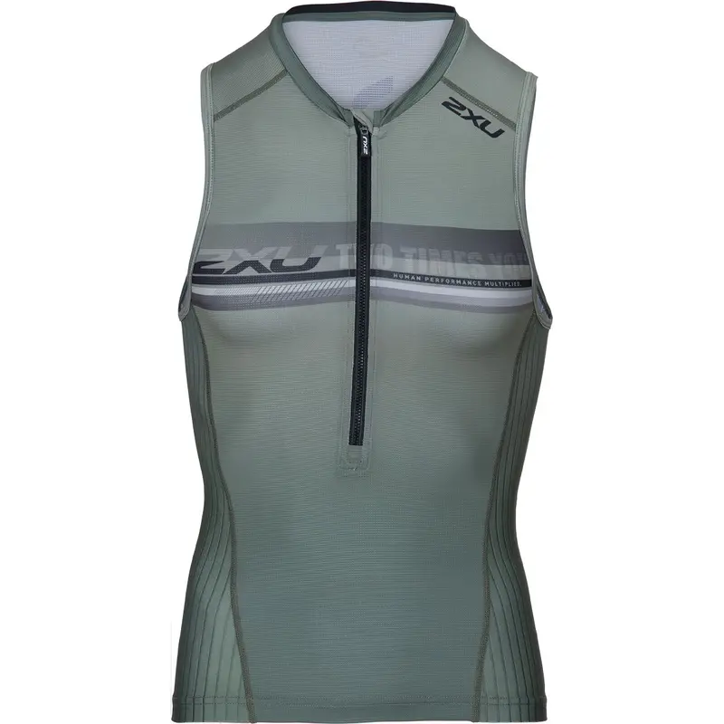 2XU Men’s Aerodynamic Triathlon Singlet – Alpine Green & Periscope Blue