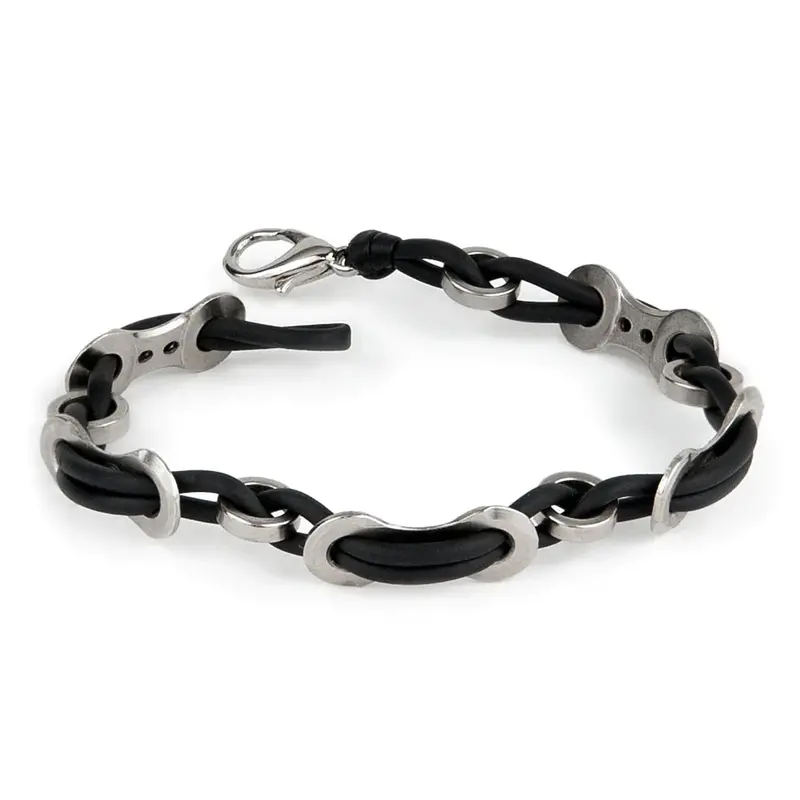 Athlete Inspired Cyclist Rubber Weaved Chain Bracelet 8" 1