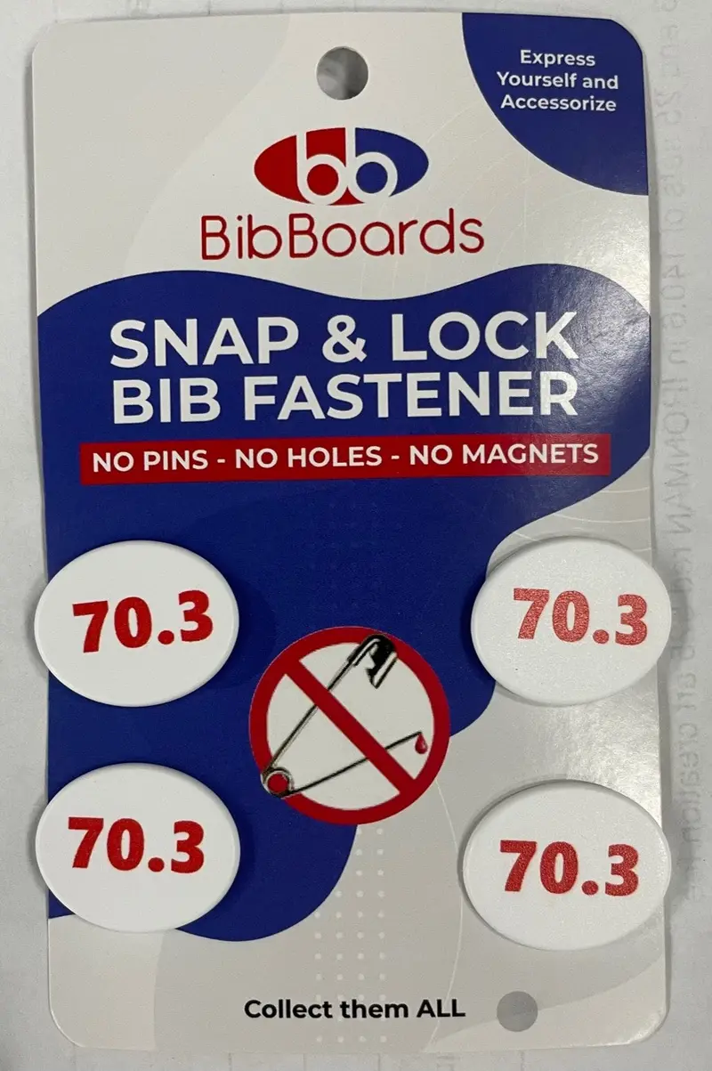 Bibboards Snap & Lock Race Number Bib Fastner 70.3 Red 1