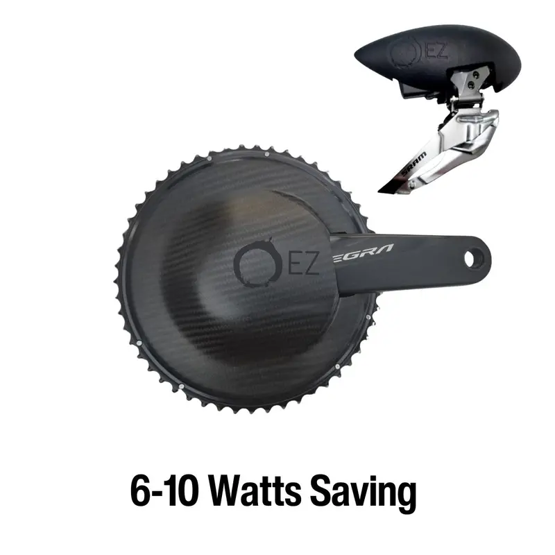 Ez Aero New* Shimano Only  Chainring (Carbon) & Front Derailleur Guard  6-10 Watt Saving 1