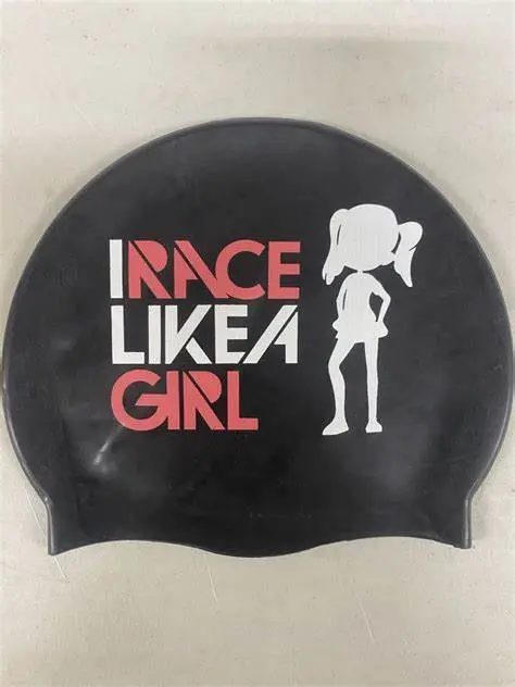 I Race Like A Girl Silicone Swim Cap 1