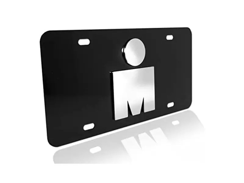 Ironman M-Dot Elektroplate License Plate Black And Silver 1