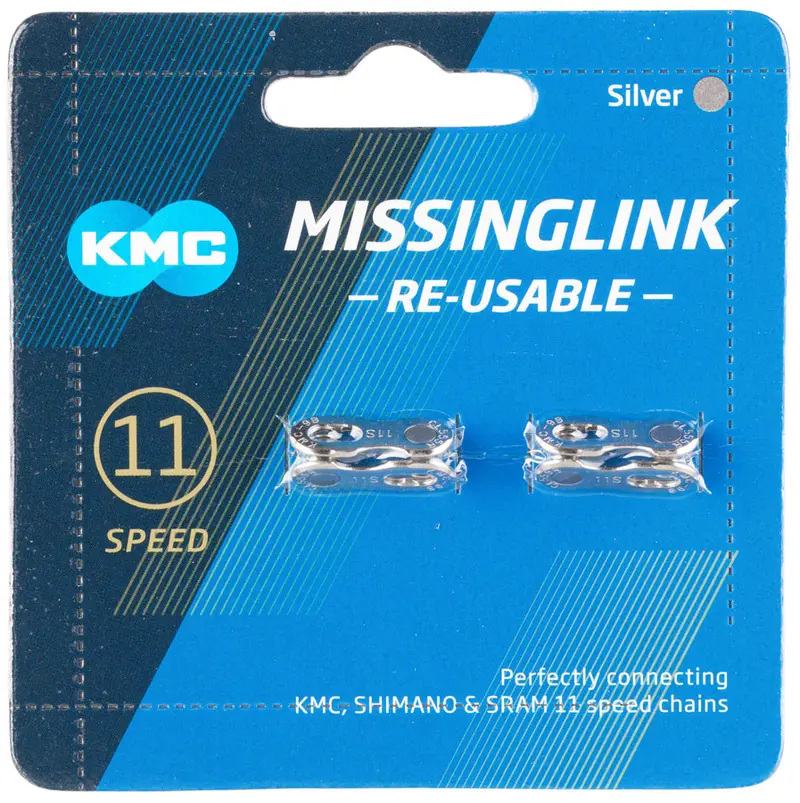 Kmc Missinglink-11 Connector - 11-Speed, Reusable, Silver, 2 Pairs/Card 1