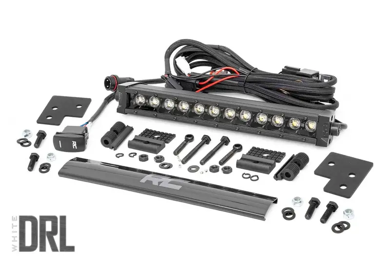 Led Light Kit | Bumper Mount | 12" Black Single Row | White Drl | Polaris Ranger Xp 1000 1