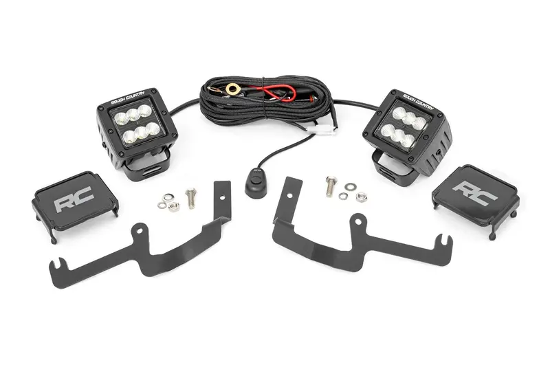 Led Light Kit | Ditch Mount | 2" Black Pair | Flood | Chevy Silverado 1500 (19-26) 1