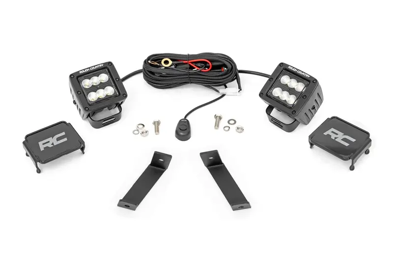 Led Light Kit | Ditch Mount | 2" Black Pair | Flood | Jeep Cherokee Kl (14-21) 1