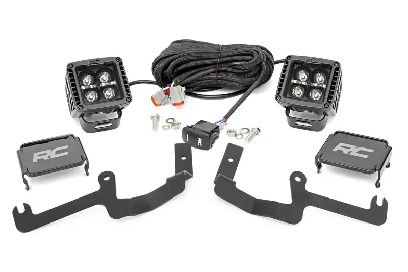 Led Light Kit | Ditch Mount | 2" Black Pair | White Drl | Chevy Silverado 1500 (19-26) 1