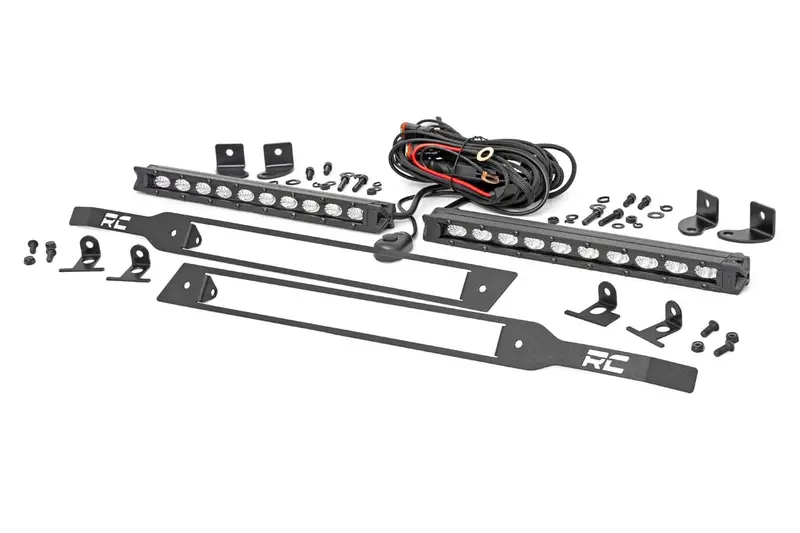 Led Light Kit | Grille Mount | 10" Black Slimline Pair | Chevy Silverado 1500 (19-22) 1