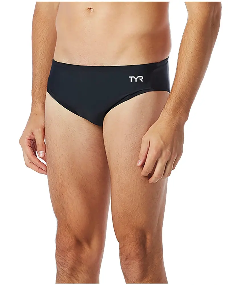 Men’S Durafast Elite Solid Brief Swimsuit-Black 1