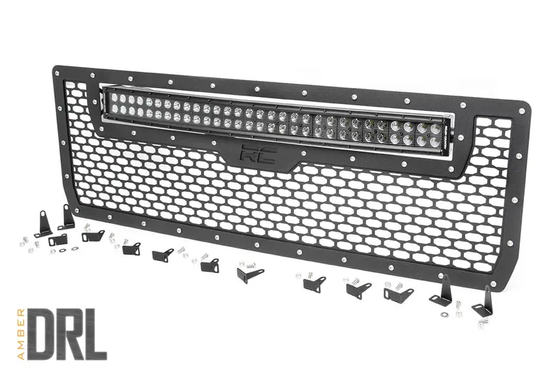 Mesh Grille | 30" Dual Row Led | Black | Amber Drl | Gmc Sierra 1500 (14-15) 1