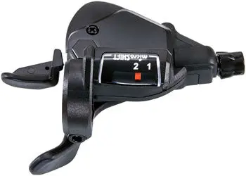 Microshift Ts39 Left Thumb-Tap Shifter - Double, Optical Gear Indicator, Shimano Compatible, Black 1