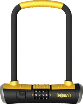 Onguard Bulldog Series U-Lock - 4.5 X 9", Combination, Black/Yellow, Includes Bracket 1