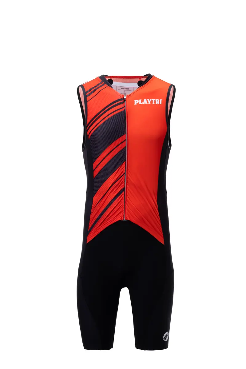 Playtri Men's Sleeveless Tri Suit Black/Red 1
