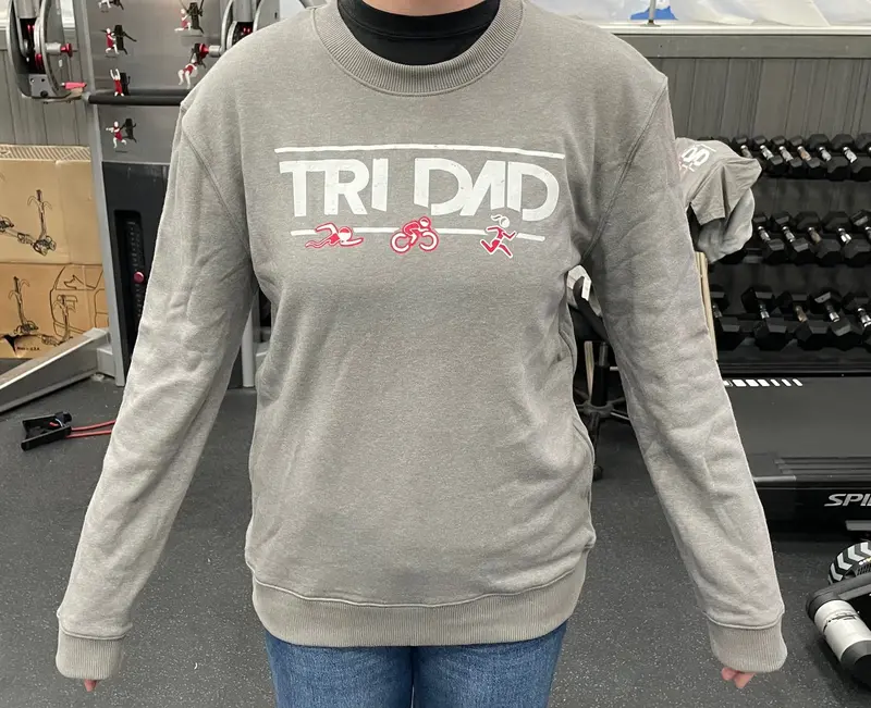 Playtri Men's Tri Dad Primease Crey Sweatshirt Gray Heather 1