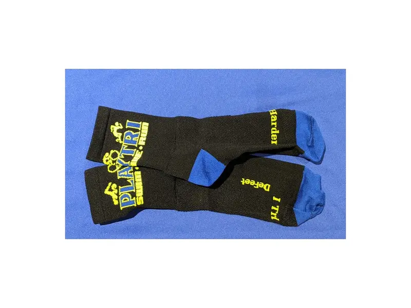 Playtri Swim-Bike-Run Aireator Socks, Black/ Blue 1