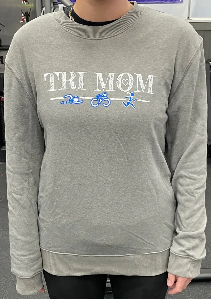 Playtri Women's Tri Mom Primease Crey Sweatshirt Gray Heather 1
