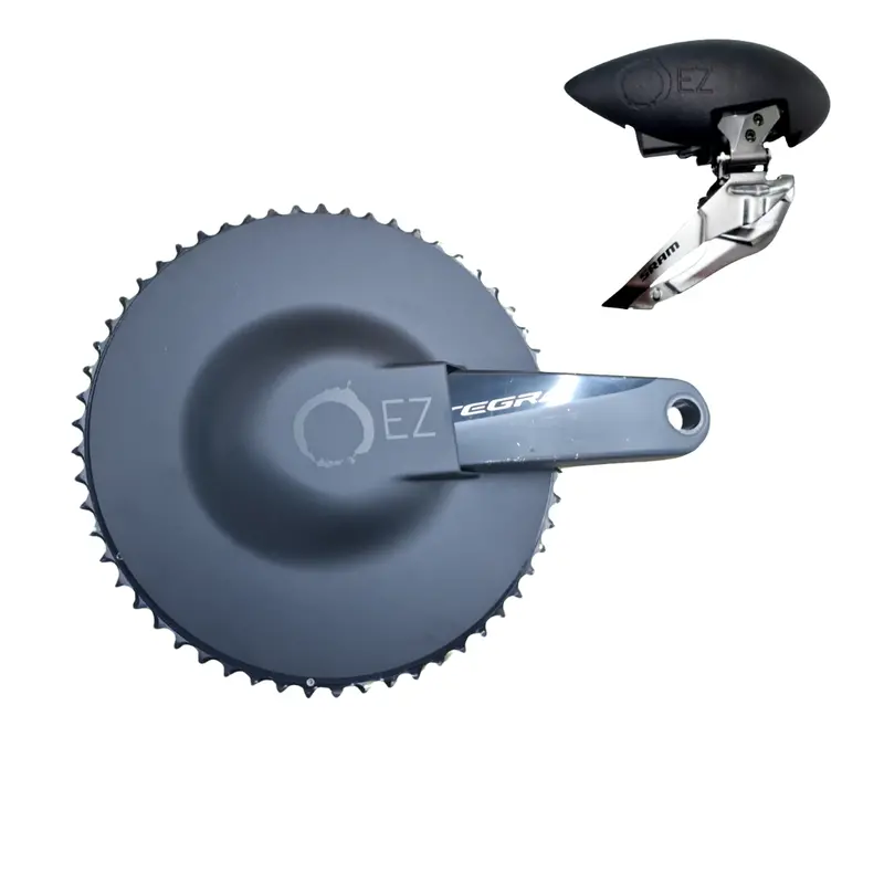 Power Bundle Ez Aero Chainring & Front Derailleur Guard  6-10 Watt Saving - Flat Faced Chainrings Only 1