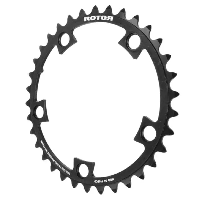 Rotor Noq Round Chainring Black: 34T X 110 Bcd 5 Bolt 1