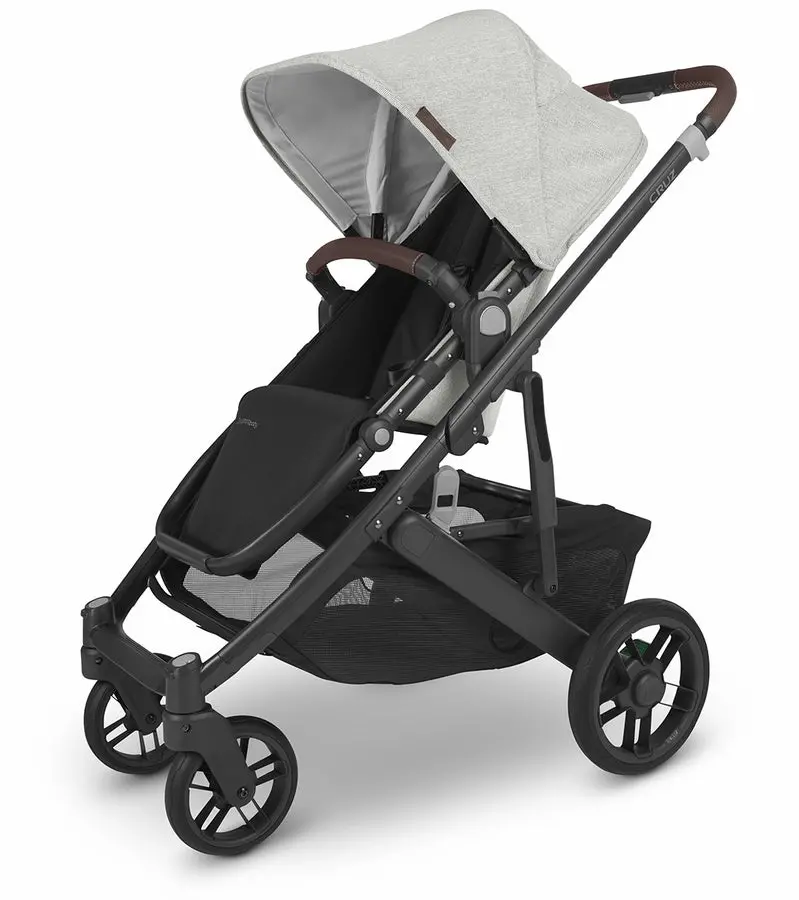 Uppababy Cruz V2 Stroller - Anthony (White And Grey Chenille / Carbon / Chestnut Leather) 1