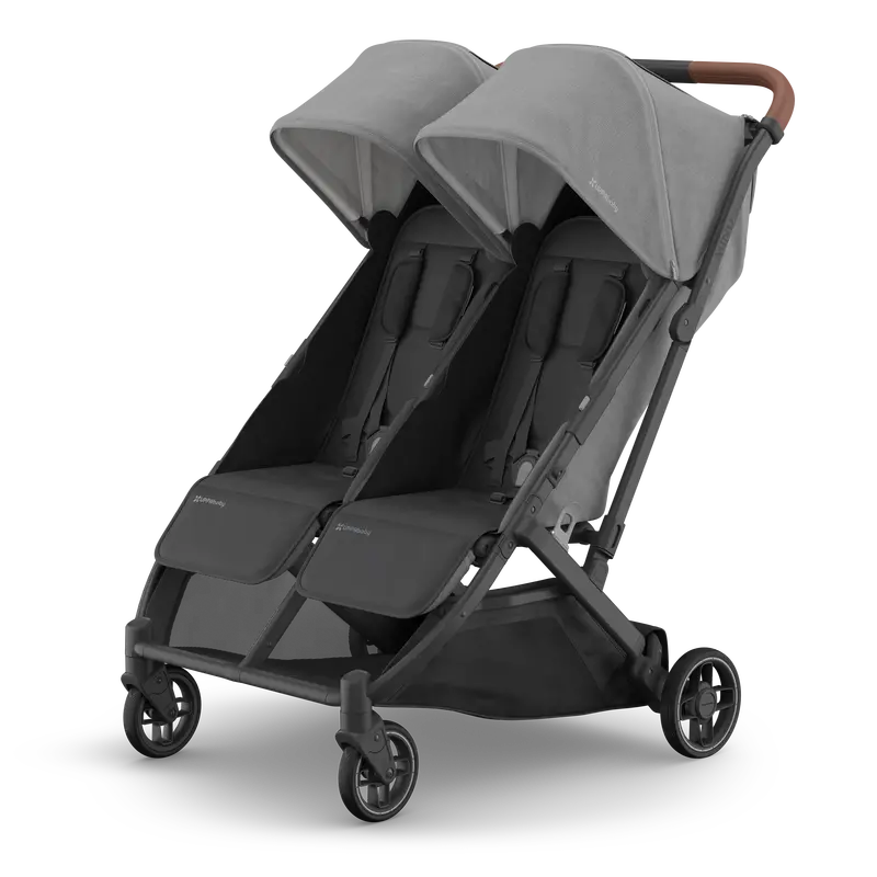 Uppababy Minu Duo Compact Double Stroller - Greyson (Charcoal Melange / Carbon Frame / Saddle Leather) 1