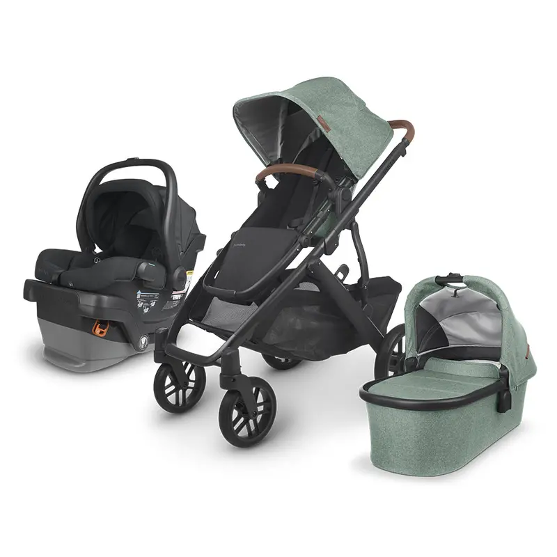 Uppababy Vista V2 + Mesa V3 Travel System Bundle -  Gwen / Jake (Green Mélange/Charcoal) 1