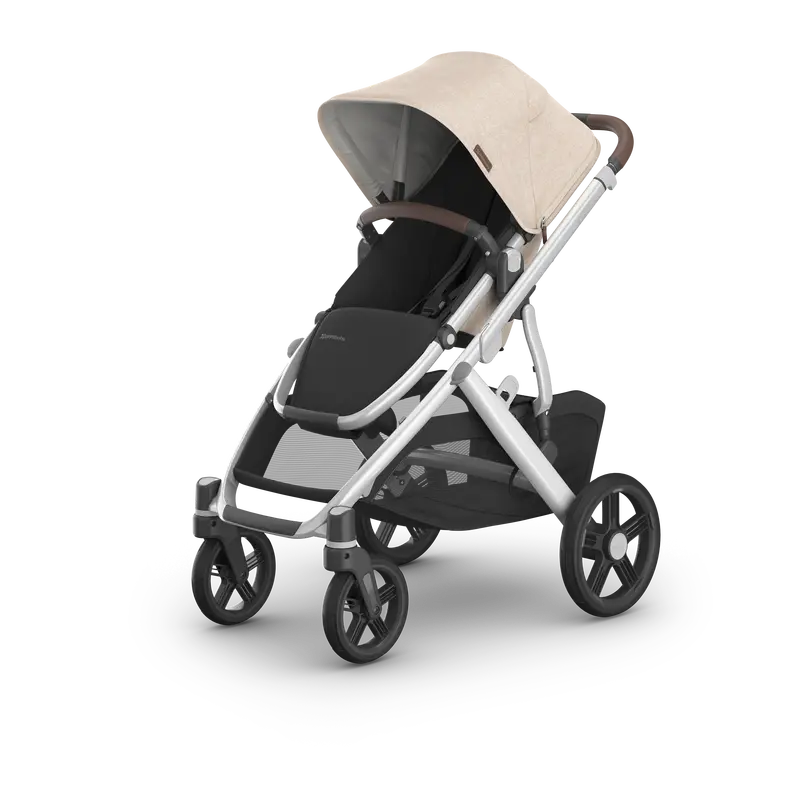 Uppababy Vista V3 Full-Size Stroller - Declan (Oat Melange / Silver Frame / Chestnut Leather) 1