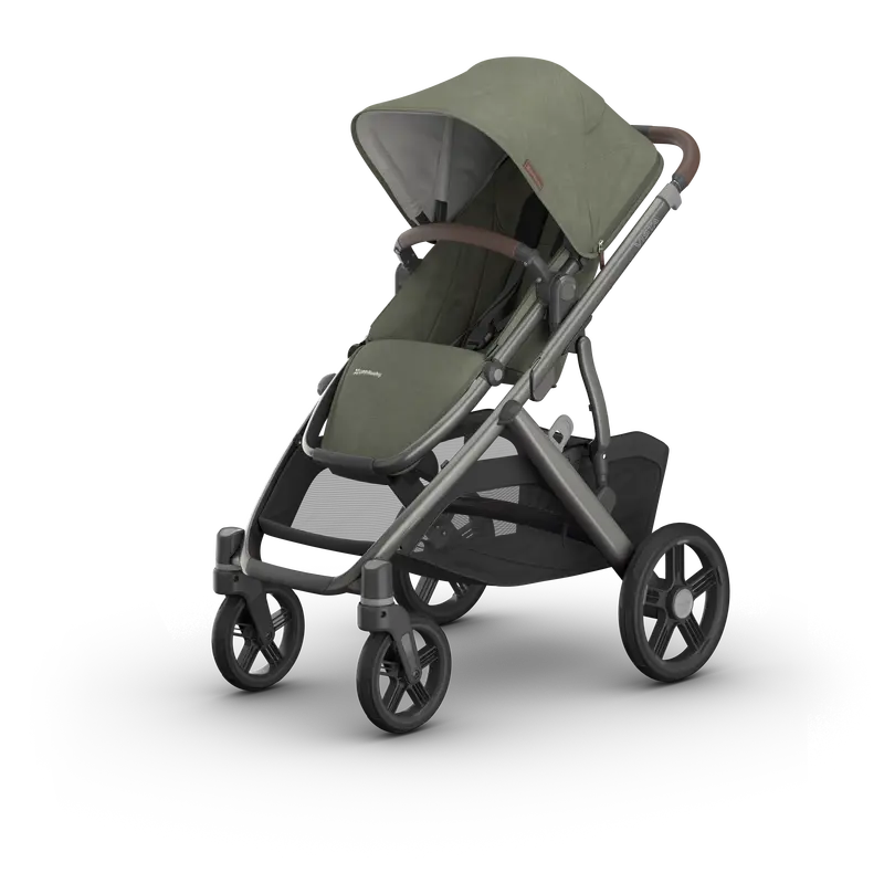 Uppababy Vista V3 Full-Size Stroller - Evelyn (Meadow Green / Graphite Frame / Chestnut Leather) 1