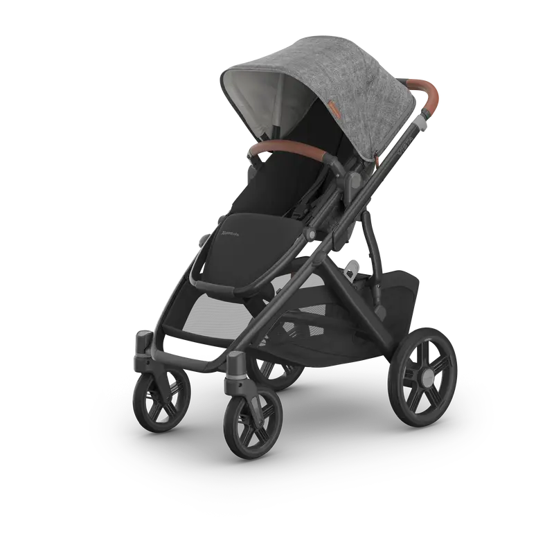 Uppababy Vista V3 Full-Size Stroller - Greyson (Charcoal Melange / Carbon Frame / Saddle Leather) 1