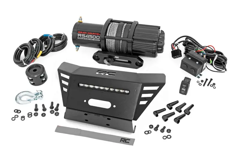 Winch Plate | 4500-Lb Winch | 10" Black Slimline | Honda Pioneer 520 1