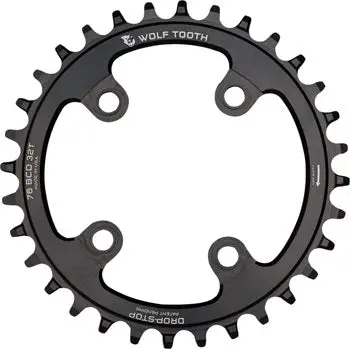 Wolf Tooth 76 Bcd Chainring - 30T, 76 Bcd, 4-Bolt, Drop-Stop, Compatible With Sram 76 Bcd And Specialized Stout, Black 1