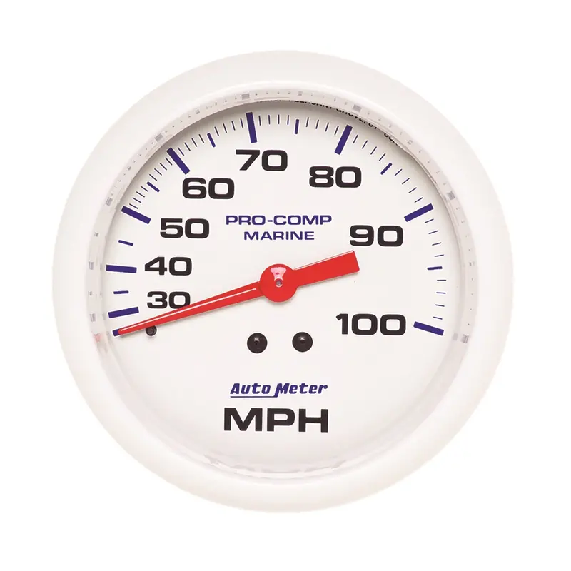 Autometer 200754 Marine-Style 3-3/8" Mechanical Speedometer – 100 Mph, White Dial 1