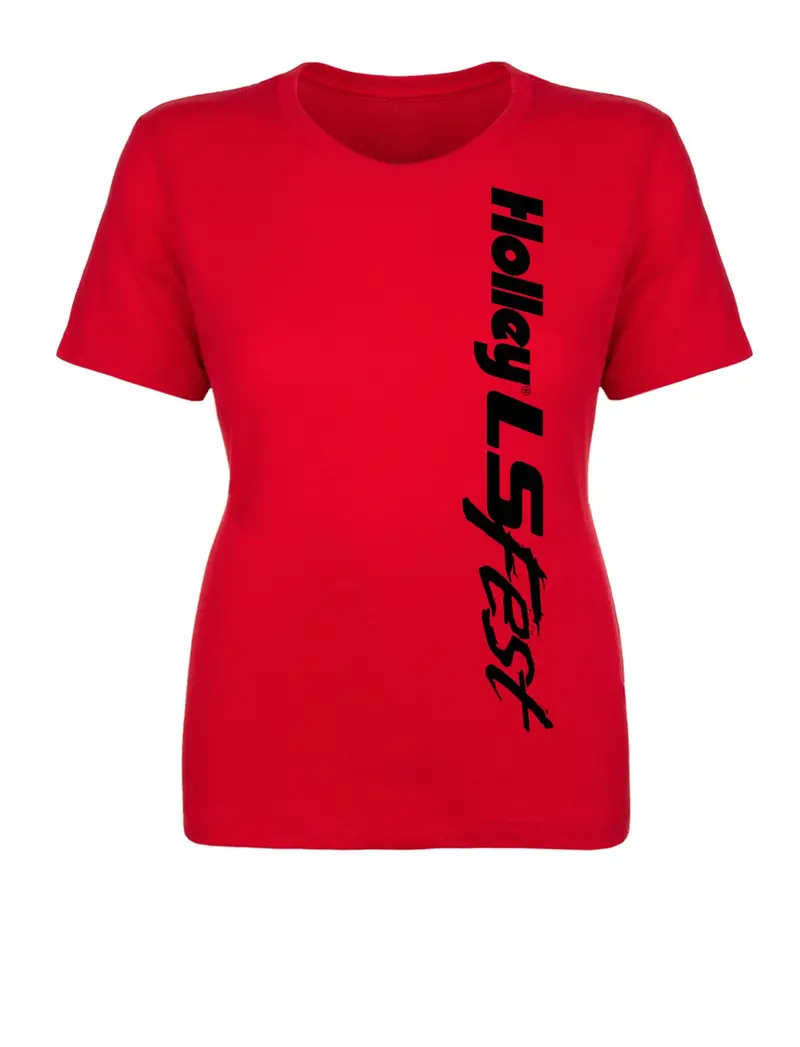 Holley Ls Fest Ladies’ Crew Neck T-Shirt – Red, Medium, Short Sleeve, Limited-Edition Apparel 1