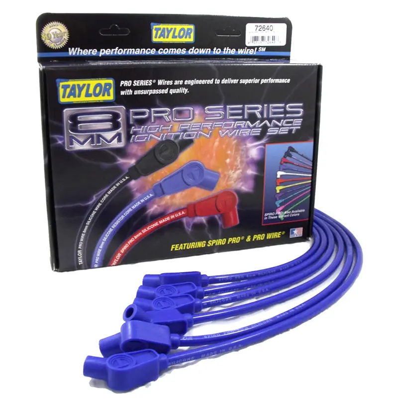 Taylor Cable 72640 Spiro-Pro 8Mm Ignition Wire Set – Custom-Fit, 135° Boots, Blue 1